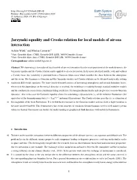 Jarzynski Equality and Crooks Relation for Local Models of Air-Sea Interaction Achim Wirth1 and Florian Lemarié:2 1Univ