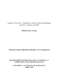 Linguistic Diversity: a Qualitative Analysis of Foreign Language Teachers' Category Assembly