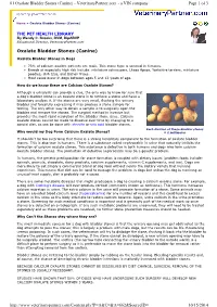 Oxalate Bladder Stones (Canine) - Veterinarypartner.Com - a VIN Company! Page 1 of 3