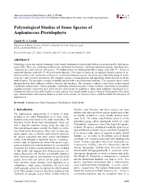 Palynological Studies of Some Species of Aspleniaceae-Pteridophyta