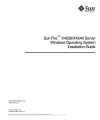 Sun Fire X4500/X4540 Server Windows Operating System
