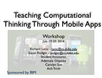Teaching Computational Thinking Through Mobile Apps