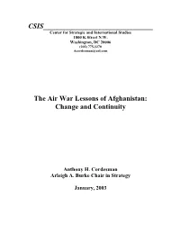 The Air War Lessons of Afghanistan: Change and Continuity