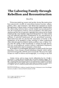 The Laboring Family Through Rebellion and Reconstruction