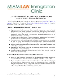 What Is Expedited Removal and Does It Apply to You?