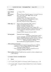 Geoffrey Neil Leech Summary of Curriculum Vitae April 1994