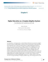 Higher Education As a Complex Adaptive System: Considerations for Leadership and Scale