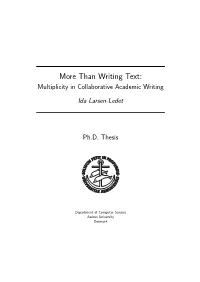 More Than Writing Text: Multiplicity in Collaborative Academic Writing