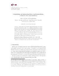 Uniqueness of Decomposition, Factorisations, G-Groups and Polynomials