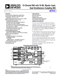 16-Channel DAS with 16-Bit, Bipolar Input, Dual Simultaneous Sampling