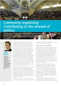 Community Organising: Contributing to the Renewal of Politics Sovereignty Can, and Should, Be Diffused Rather Than Being Concentrated in the Power of the State