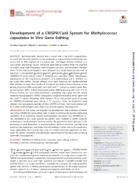 Development of a CRISPR/Cas9 System for Methylococcus Capsulatus in Vivo Gene Editing