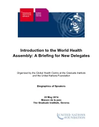 Introduction to the World Health Assembly: a Briefing for New Delegates