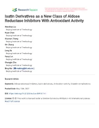 Isatin Derivatives As a New Class of Aldose Reductase Inhibitors with Antioxidant Activity
