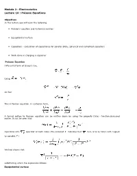 Module 2 : Electrostatics Lecture 10 : Poisson Equations