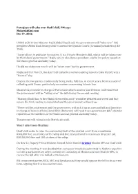 Putrajaya Will Take Over Hadi's Bill, PM Says Malaysiakini.Com Dec 1 St , 2016