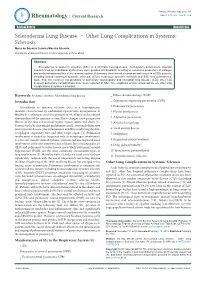 Scleroderma Lung Disease – Other Lung Complications in Systemic