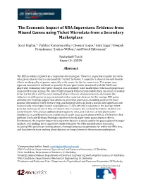 The Economic Impact of NBA Superstars: Evidence from Missed Games Using Ticket Microdata from a Secondary Marketplace