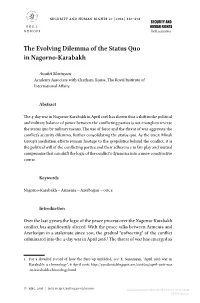 The Evolving Dilemma of the Status Quo in Nagorno-Karabakh