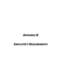 Appendix Ix Employer's Requirements