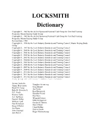 LOCKSMITH Dictionary