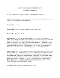 RALPH NADER RADIO HOUR EPISODE 88 Arno Mayer, David Helvarg