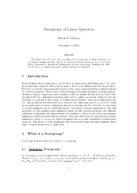 Semigroups of Linear Operators