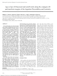 Ages of Pre-Rift Basement and Synrift Rocks Along the Conjugate Rift and Transform Margins of the Argentine Precordillera and Laurentia