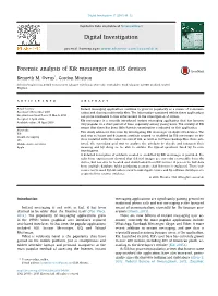 Forensic Analysis of Kik Messenger on Ios Devices