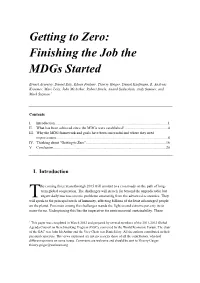 Getting to Zero: Finishing the Job the Mdgs Started