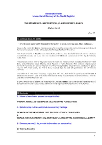 Nomination Form International Memory of the World Register