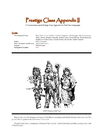 Prestige Class Appendix II a Community-Created Prestige Class Appendix for Dark Sun Campaigns