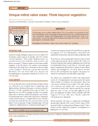 Unique Mitral Valve Mass: Think Beyond Vegetation
