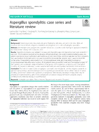 Aspergillus Spondylitis: Case Series and Literature Review