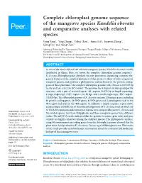 Complete Chloroplast Genome Sequence of the Mangrove Species Kandelia Obovata and Comparative Analyses with Related Species