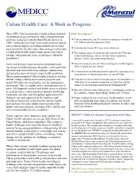 Cuban Health Care: a Work in Progress