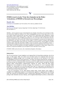 Four Key Episodes in the Policy Articulation of IWRM in Downstream Mozambique