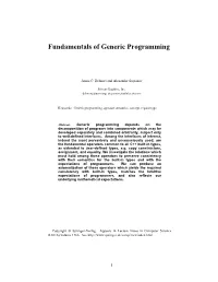 Fundamentals of Generic Programming