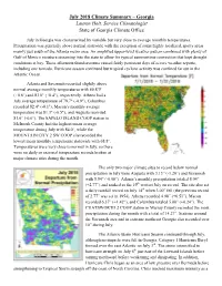 July 2018 Climate Summary – Georgia Lauren Holt, Service Climatologist State of Georgia Climate Office