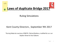 Laws of Duplicate Bridge 2017
