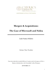 Mergers & Acquisitions: the Case of Microsoft and Nokia