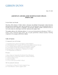 Aerospace and Related Technologies Update – Spring 2020