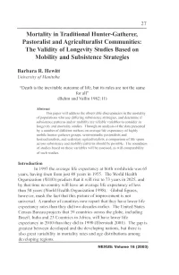 Mortality in Traditional Hunter-Gatherer, Pastoralist and Agriculturalist Communities: the Validity of Longevity Studies Based on Mobility and Subsistence Strategies