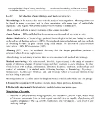 University of Kirkuk/College of Nursing /Microbiology Introduction of Microbiology, and Bacterial Structure 1 Dr