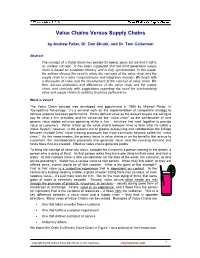 Value Chains Versus Supply Chains