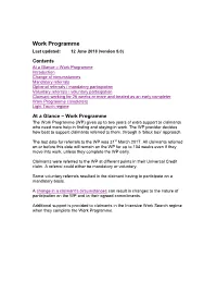Work Programme Last Updated: 12 June 2018 (Version 5.0)