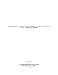 An Examination of the Effectiveness of State and Local Fusion Centers Toward Federal Counterterrorism Efforts