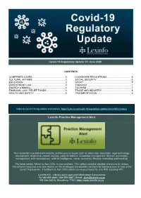 Covid-19 Regulatory Update 01Jun2020