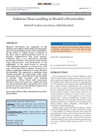 Gallstone Ileus Resulting in Meckel's Diverticulitis
