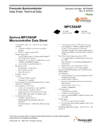 Qorivva MPC5604P Microcontroller Data Sheet